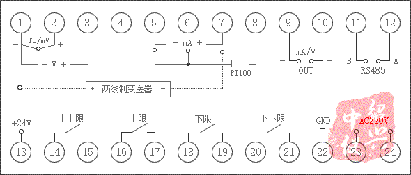 水位顯示控制儀接線圖